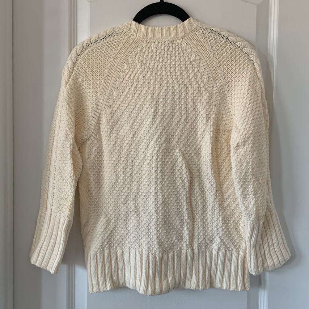 NWOT BANANA REPUBLIC Winter White Crochet Deep V-Neck Cardigan Sweater Size S - Picture 10 of 13